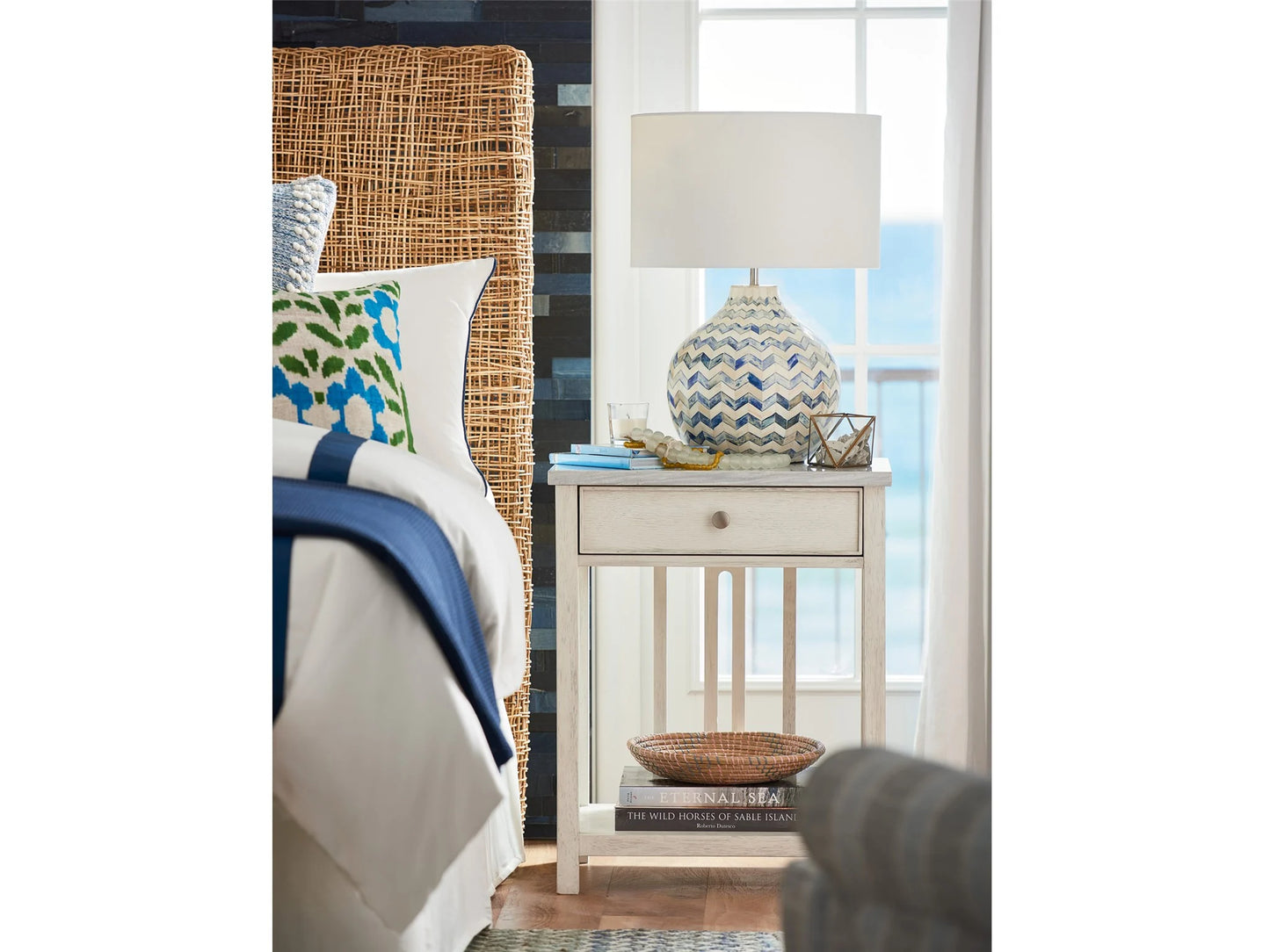 UNIVERSAL - ESCAPE-COASTAL LIVING HOME BEDSIDE TABLE WITH STONE TOP