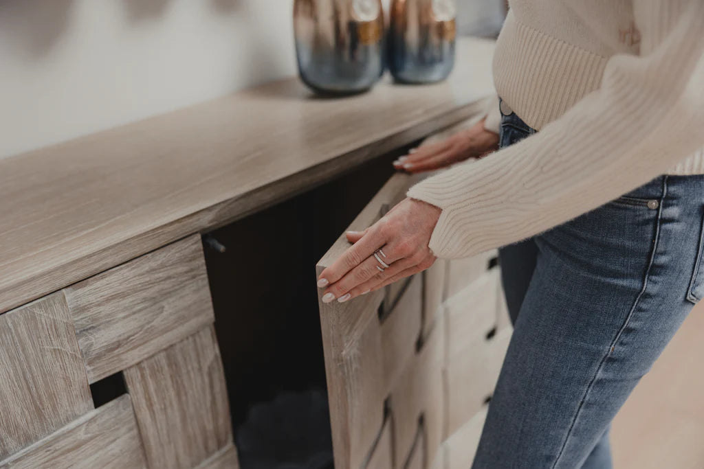 Sea Winds - Wooden Weave 4-Door Credenza with Soft Close Doors