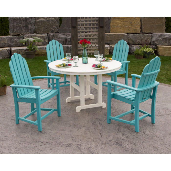 POLYWOOD  Classic Adirondack 5-Piece Round Farmhouse Dining Set  FREE SHIPPING