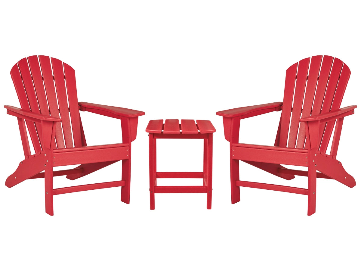 Ashley Express - Sundown Treasure 2 Outdoor Chairs with End Table Red