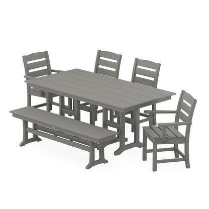 POLYWOOD Lakeside 6-Piece Farmhouse Dining Set with Bench FREE SHIPING