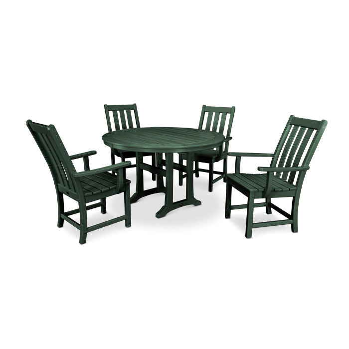 POLYWOOD Vineyard 5-Piece Round Dining Set with Trestle Legs FREE SHIPPING