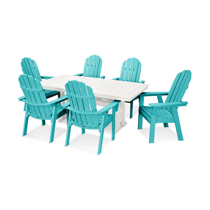 POLYWOOD Vineyard Curveback Adirondack 7-Piece Dining Set with Trestle Legs FREE SHIPPING