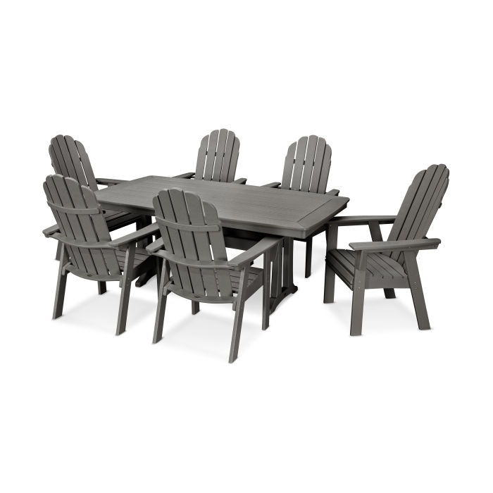 POLYWOOD Vineyard Curveback Adirondack 7-Piece Dining Set with Trestle Legs FREE SHIPPING