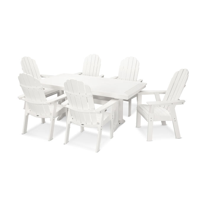 POLYWOOD Vineyard Curveback Adirondack 7-Piece Dining Set with Trestle Legs FREE SHIPPING