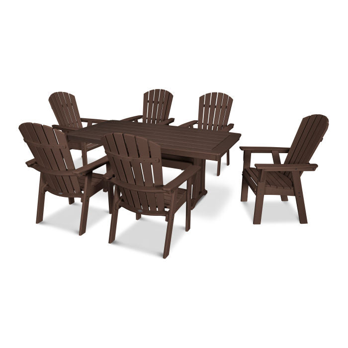 POLYWOOD Nautical Curveback Adirondack 7-Piece Dining Set with Trestle Legs FREE SHIPPING