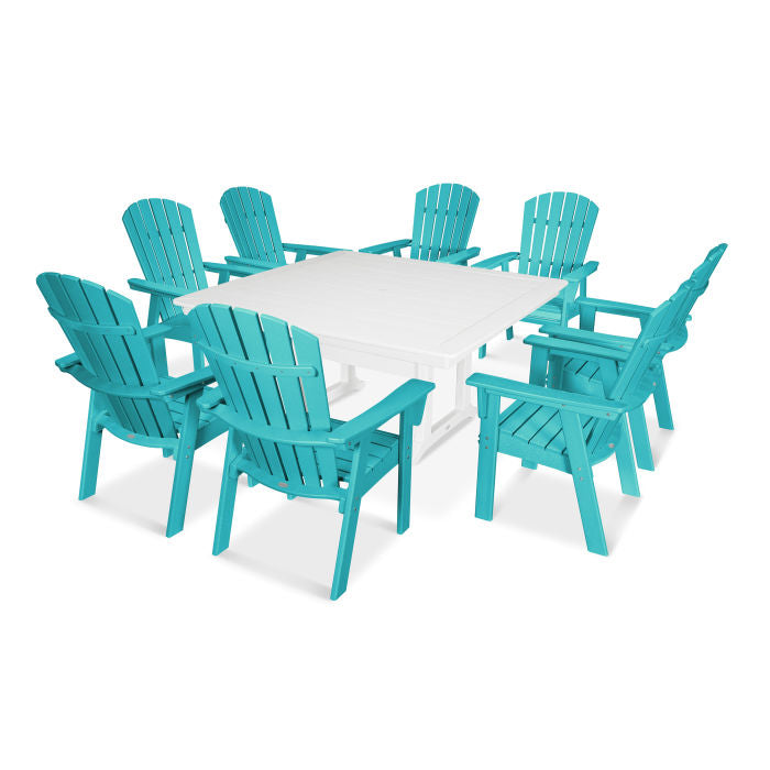 POLYWOOD Nautical Adirondack 9-Piece Trestle Dining Set FREE SHIPPING