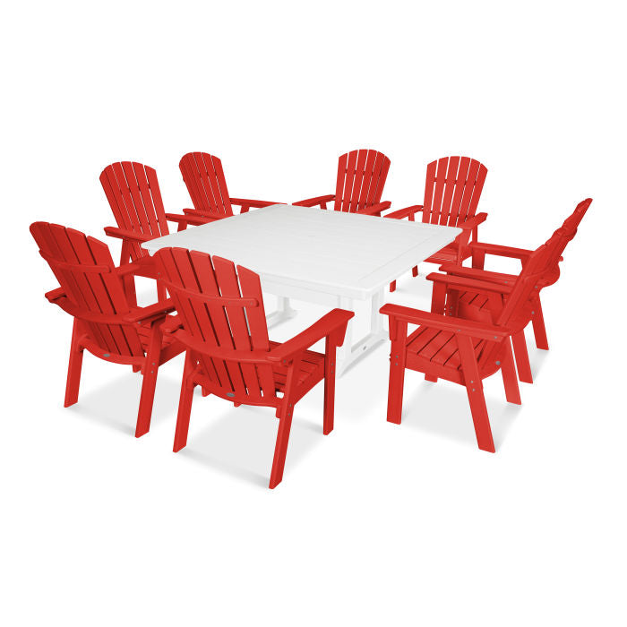 POLYWOOD Nautical Adirondack 9-Piece Trestle Dining Set FREE SHIPPING