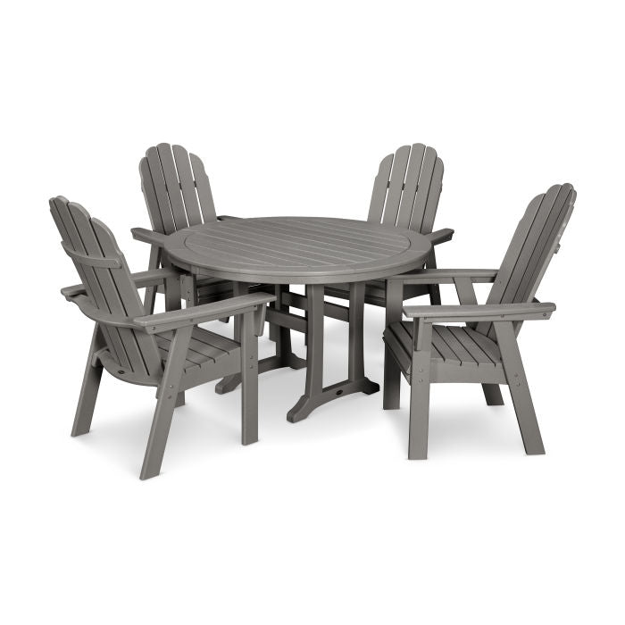 POLYWOOD Vineyard Curve back Adirondack 5-Piece Nautical Trestle Dining Set FREE SHIPPING