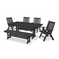 POLYWOOD Vineyard 6-Piece Folding Chair Farmhouse Dining Set with Trestle Legs and Bench FREE SHIPPING