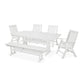 POLYWOOD Vineyard 6-Piece Folding Chair Farmhouse Dining Set with Trestle Legs and Bench FREE SHIPPING