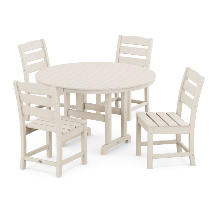 POLYWOOD   Lakeside 5-Piece Round Farmhouse Side Chair Dining Set    FREE SHIPPING