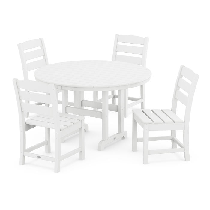 POLYWOOD   Lakeside 5-Piece Round Farmhouse Side Chair Dining Set    FREE SHIPPING