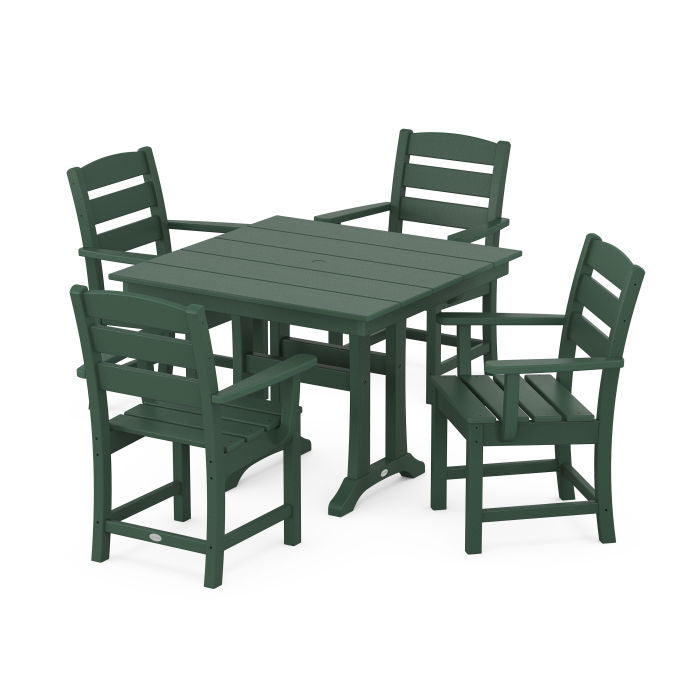 POLYWOOD Lakeside 5-Piece Farmhouse Trestle Arm Chair Dining Set FREE SHIPPING