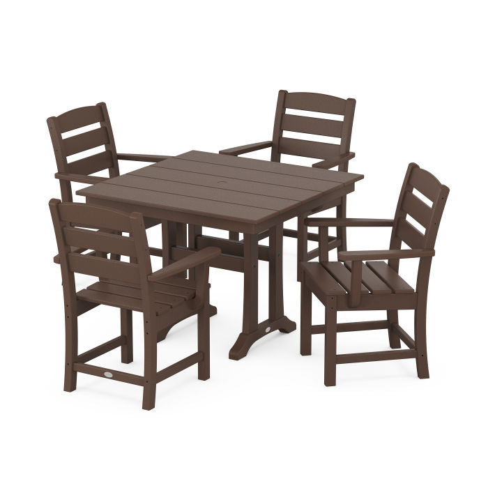 POLYWOOD Lakeside 5-Piece Farmhouse Trestle Arm Chair Dining Set FREE SHIPPING