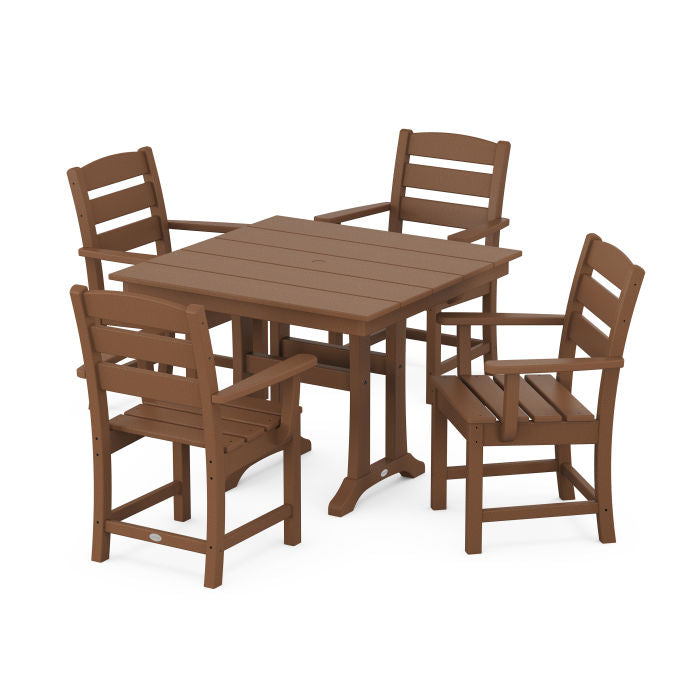 POLYWOOD Lakeside 5-Piece Farmhouse Trestle Arm Chair Dining Set FREE SHIPPING