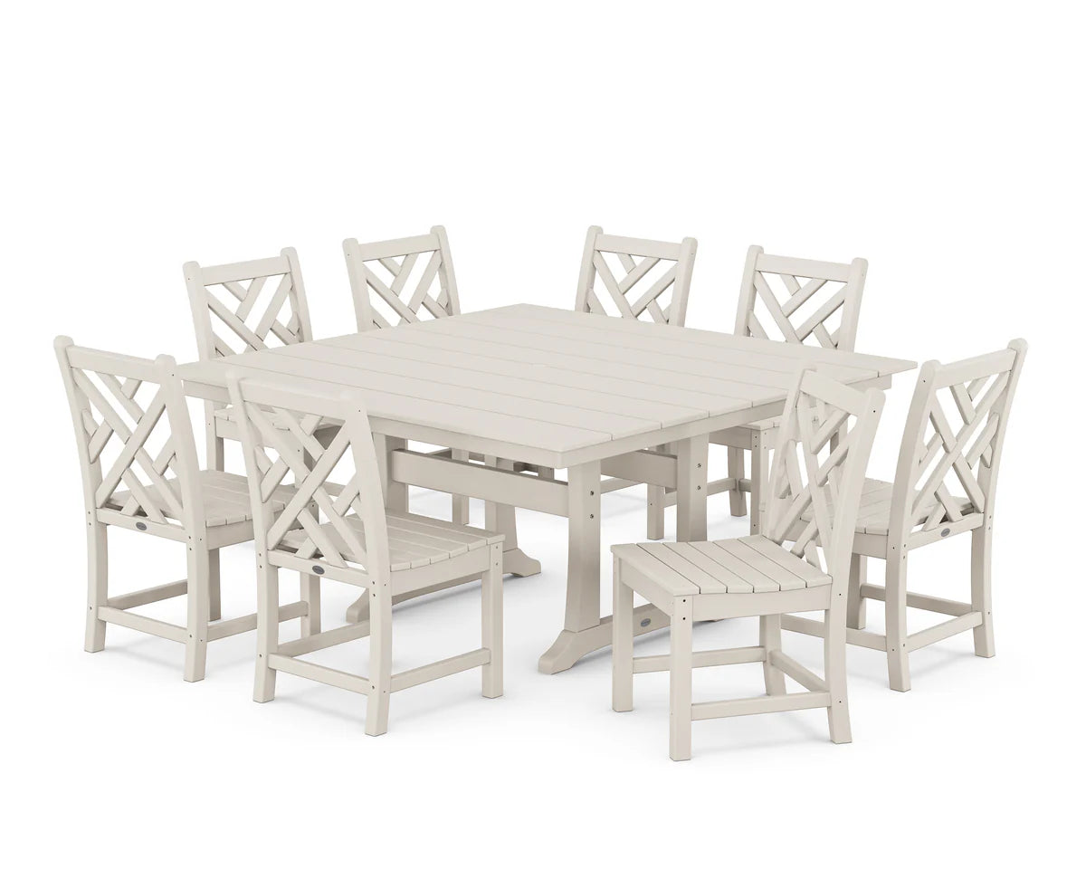 POLYWOOD Chippendale 9-Piece Farmhouse Trestle Dining Set FREE SHIPPING!