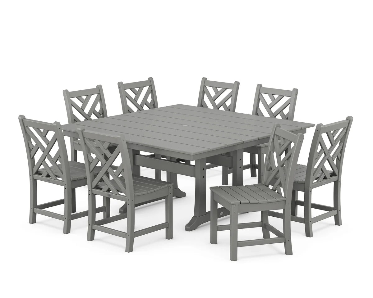 POLYWOOD Chippendale 9-Piece Farmhouse Trestle Dining Set FREE SHIPPING!