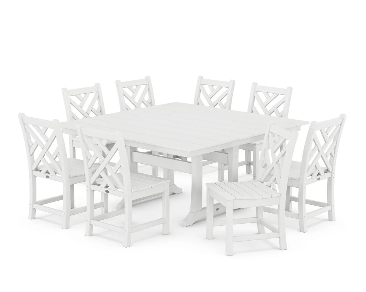 POLYWOOD Chippendale 9-Piece Farmhouse Trestle Dining Set FREE SHIPPING!