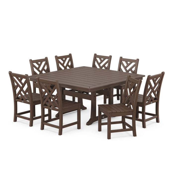 POLYWOOD Chippendale 9-Piece Nautical Trestle Dining Set FREE SHIPPING