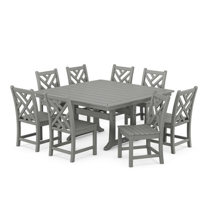 POLYWOOD Chippendale 9-Piece Nautical Trestle Dining Set FREE SHIPPING