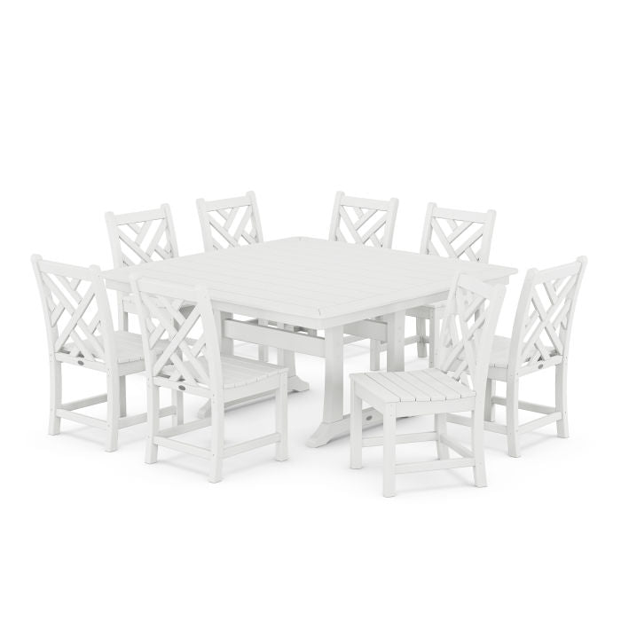 POLYWOOD Chippendale 9-Piece Nautical Trestle Dining Set FREE SHIPPING