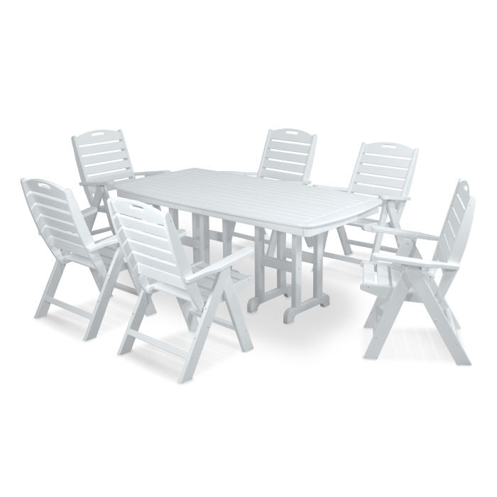 POLYWOOD     Nautical Folding Highback Chair 7-Piece Dining Set    FREE SHIPPING