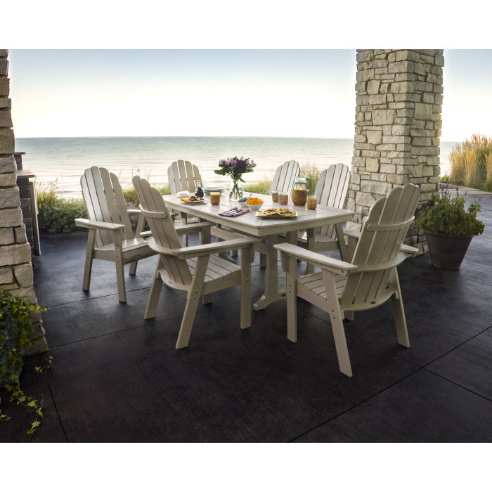 POLYWOOD Vineyard Curveback Adirondack 7-Piece Dining Set with Trestle Legs FREE SHIPPING