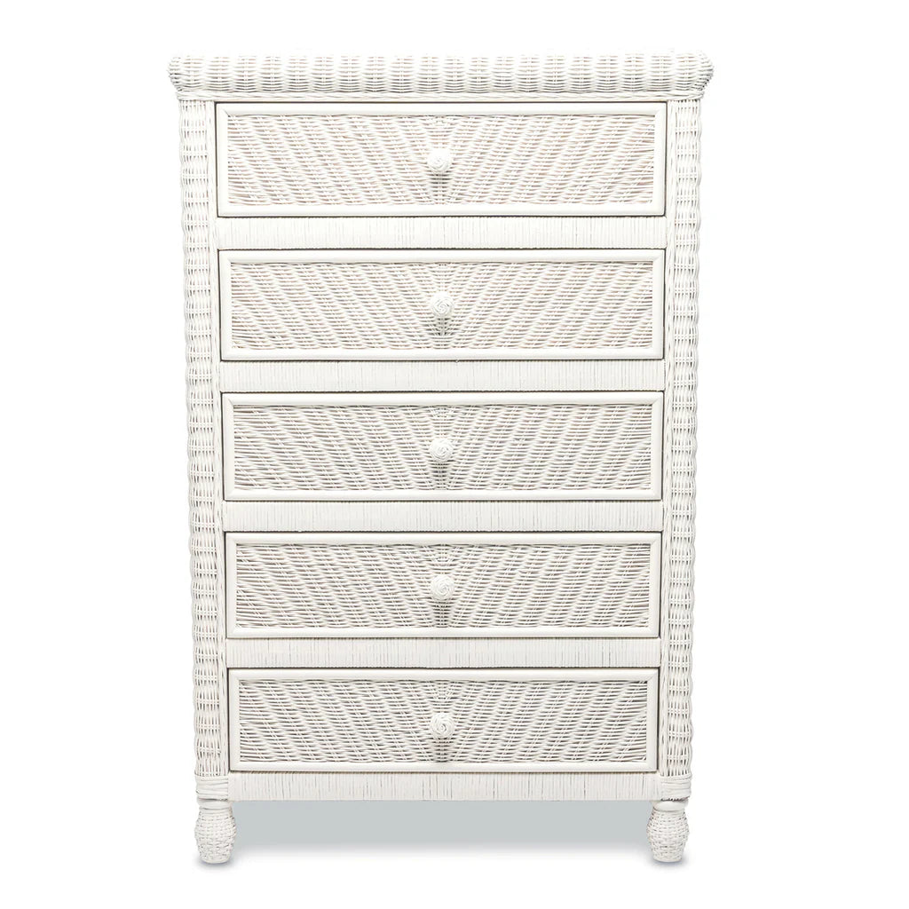 Sea Winds - Santa Cruz 5 Drawer Chest w/ Glass Top