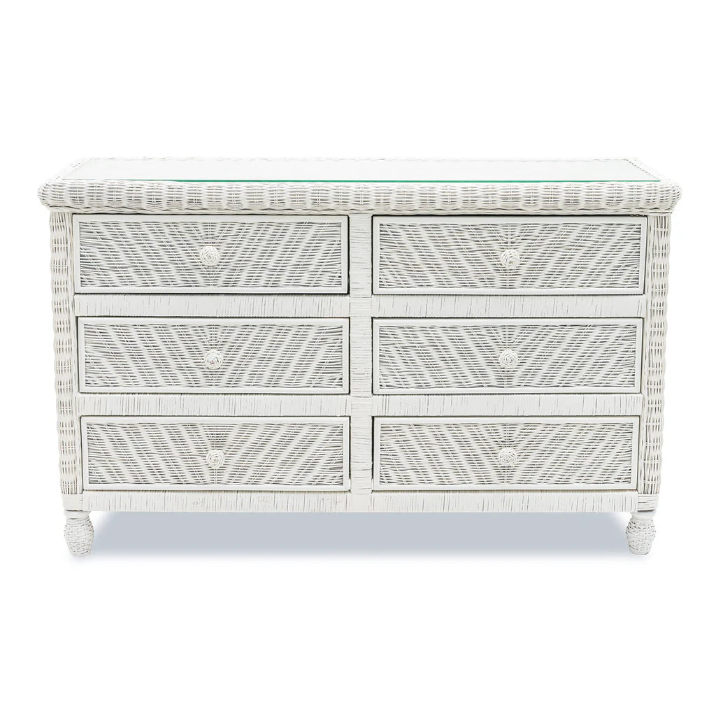 Sea Winds - Santa Cruz 6 Drawer Dresser w/ Glass Top