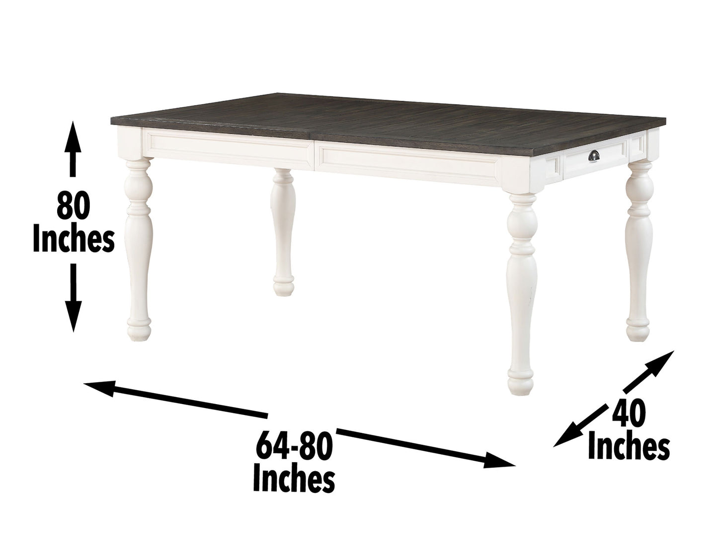 Joanna 64-80 inch Dining Table w/ 16"Leaf