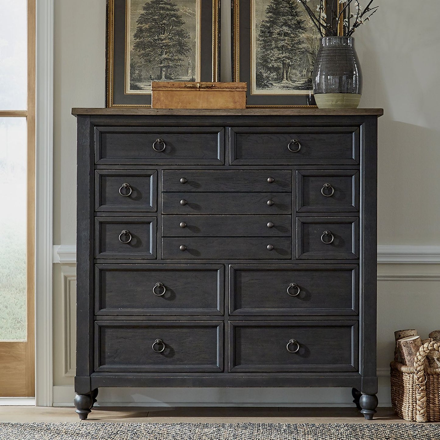 Americana Farmhouse - 12 Drawer Chesser - Black