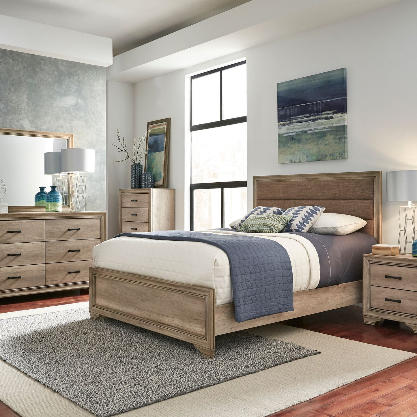 Sun Valley - Queen Uph Bed, Dresser & Mirror, Chest, Night Stand