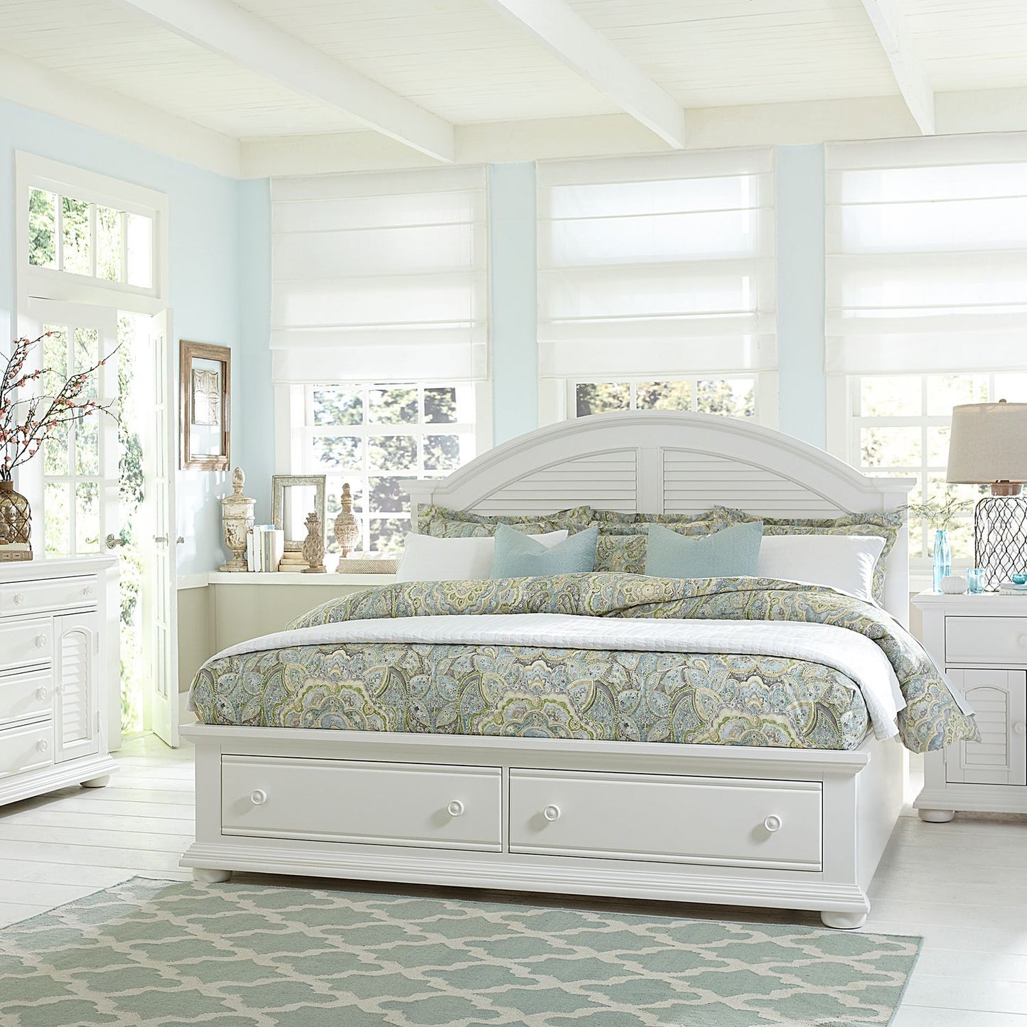 Summer House I - King Storage Bed, Dresser & Mirror, Chest, Night Stand