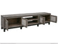 4 Doors & Shelves, 93" TV Stand, w/ Gray finish