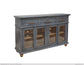 3 Drawer, 4 Doors, Blue Finish, Console