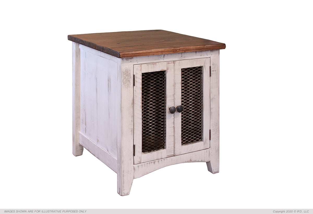 2 Metal Mesh Doors End Table