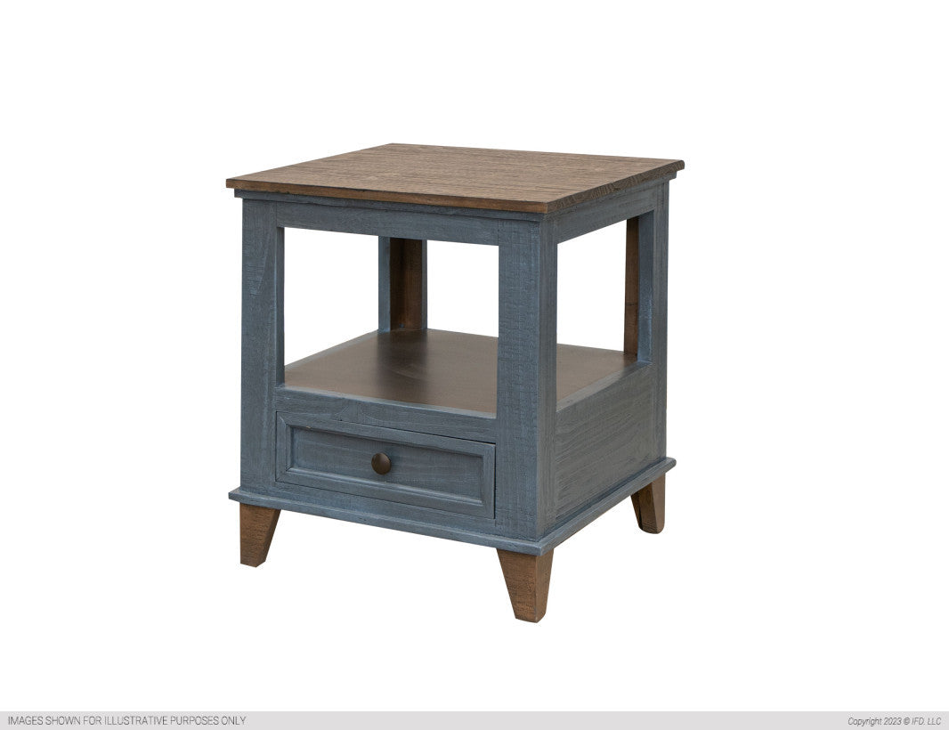 1 Drawer, Chair Side Table Blue