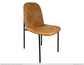 Upholstered Chair w/ cognac faux leather, Iron base