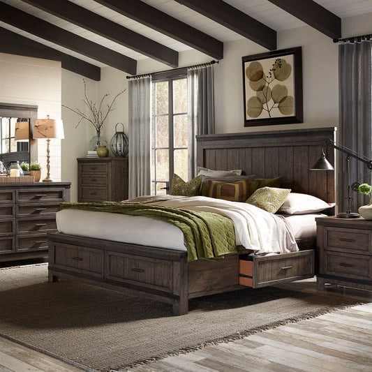 Thornwood Hills - Queen Two Sided Storage Bed, Dresser & Mirror, Chest, Night Stand