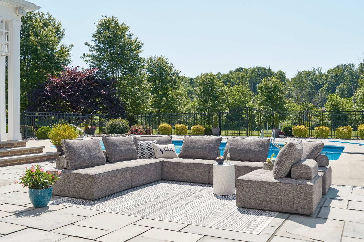 Ashley Express - Bree Zee 8-Piece Outdoor Sectional with Lounge Chair