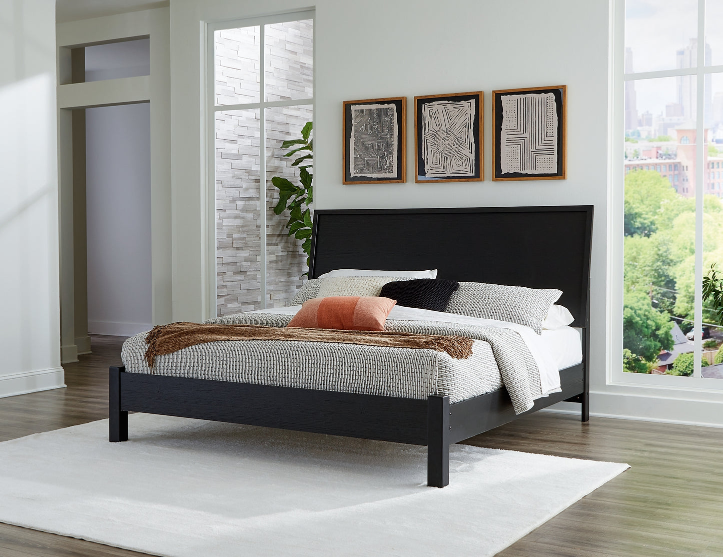 Danziar King Panel Bed with Mirrored Dresser, Chest and Nightstand