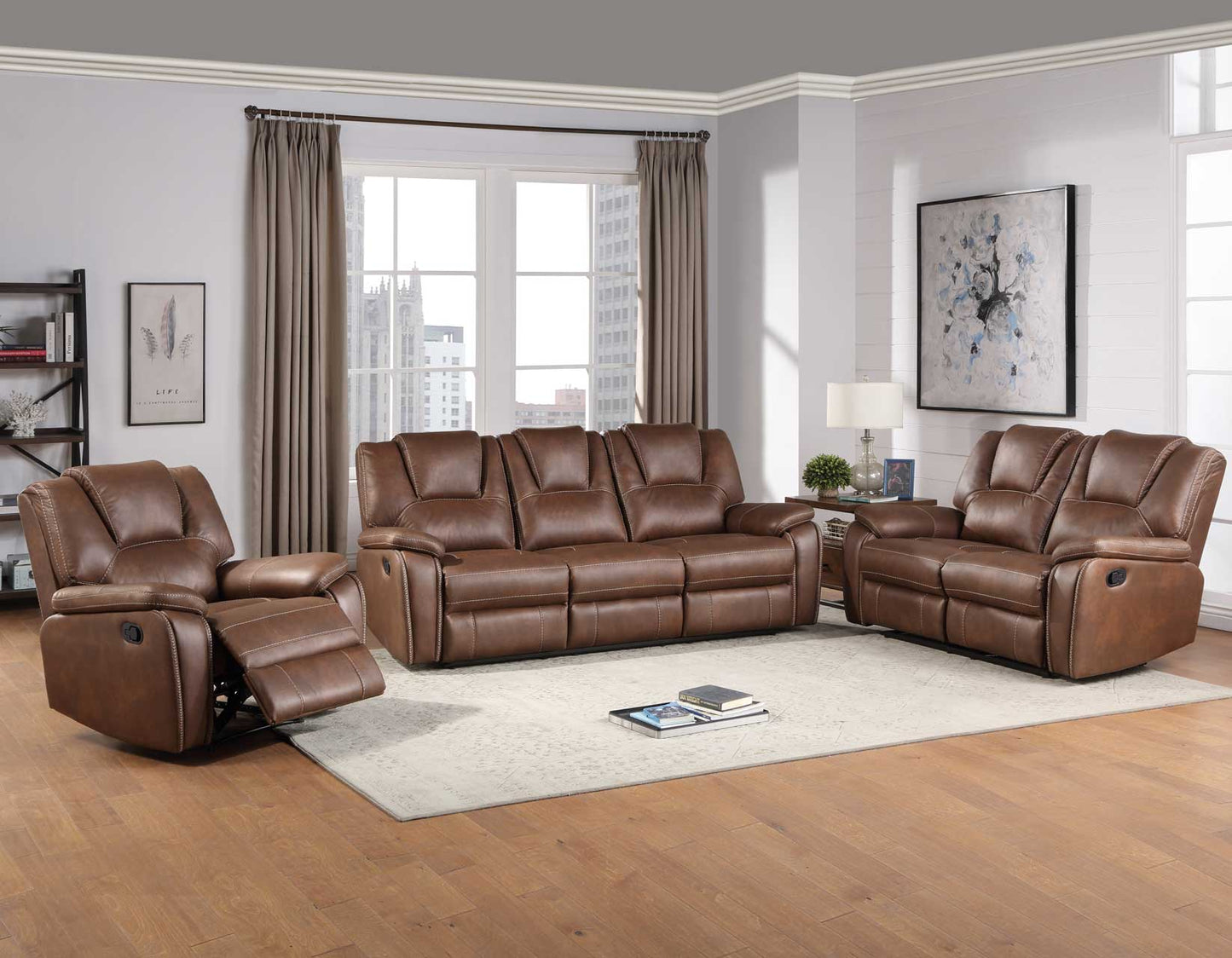 Katrine Manual Reclining Loveseat, Brown