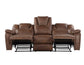 Katrine Manual Reclining Sofa, Brown