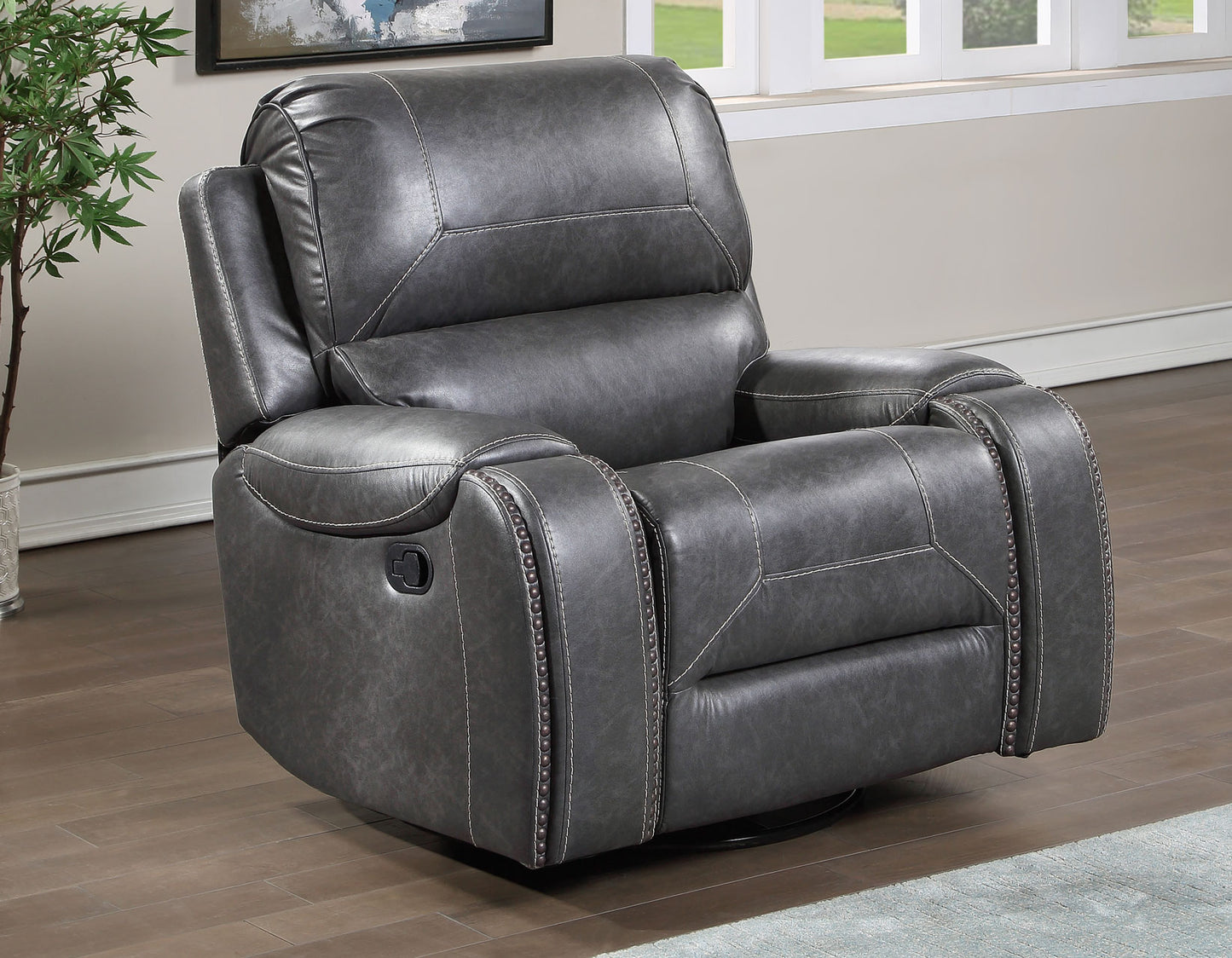 Keily Manual Swivel Glider Recliner, Grey