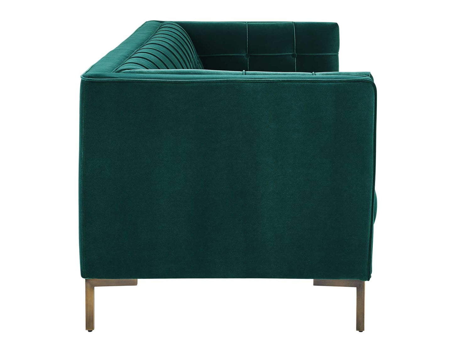 Isaac Channel Stitched Green Velvet Sofa