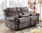 Nashville Manual Glider Recliner Console Loveseat, Grey