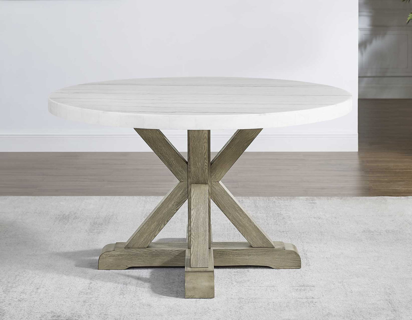 Carena 52-inch Round White Marble Top Table