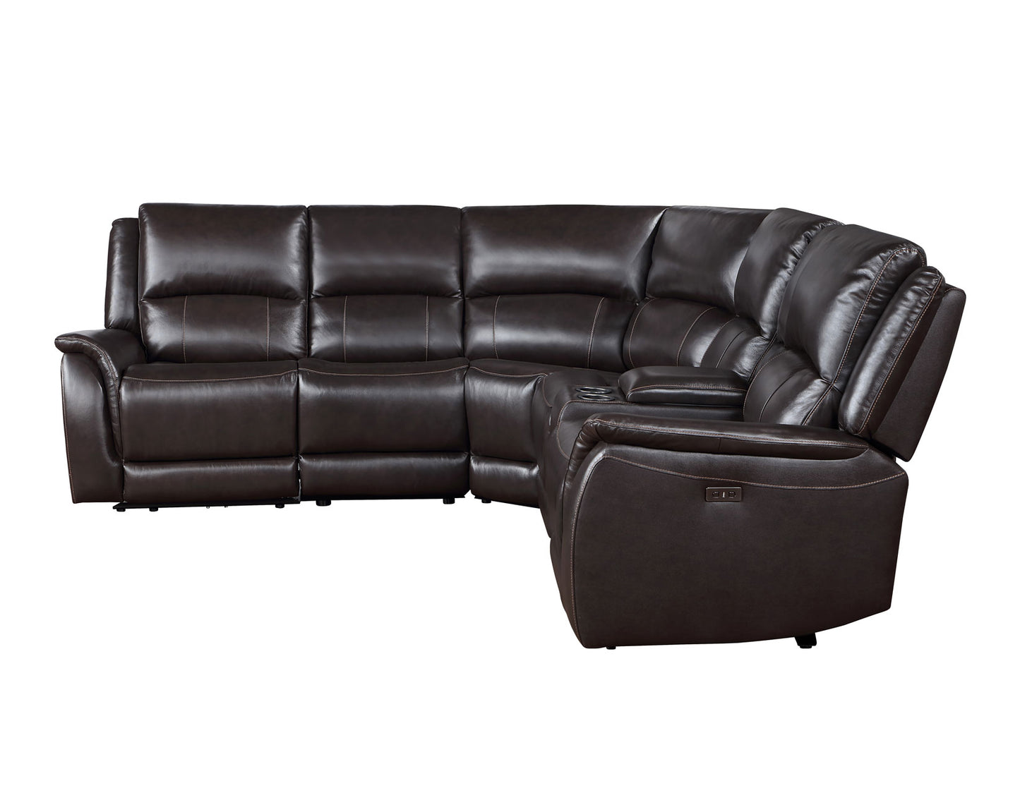 Alexandria Leather 6-Piece Power Reclining Set, Chocolate