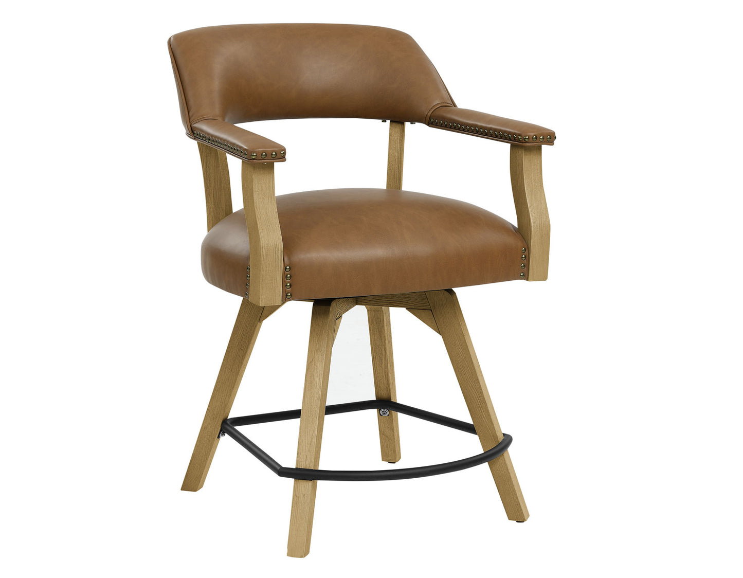 Rylie 24" Counter Captains Chair, Natural Finish with Camel Vegan Leather